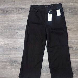 Good American Good Waist Palazzo Crop High-Waist Black Wide-Leg Jeans